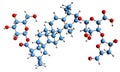 3D image of araloside A skeletal formula Royalty Free Stock Photo