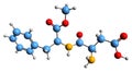 3D image of Aspartame skeletal formula Royalty Free Stock Photo