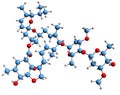 3D image of Avermectin B1b skeletal formula