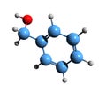3D image of benzyl alcohol, E1519 skeletal formula Royalty Free Stock Photo