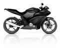 3D Image of a Black Modern Motorbike Royalty Free Stock Photo