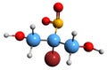 3D image of 2-bromo-2-nitro-1,3-propanediol skeletal formula