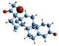 3D image of Bromoprogesterone skeletal formula Royalty Free Stock Photo