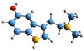 3D image of Bufotenin skeletal formula Royalty Free Stock Photo