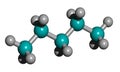 3D image of butane skeletal formula Royalty Free Stock Photo