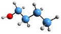 3D image of Butanol skeletal formula