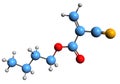 3D image of Butyl cyanoacrylate skeletal formula