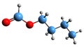 3D image of butyl formate skeletal formula Royalty Free Stock Photo