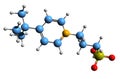 3D image of butyl piridino propanesulfonate skeletal formula