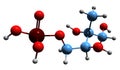 3D image of 2-C-Methylerythritol 4-phosphate skeletal formula Royalty Free Stock Photo