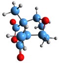 3D image of Cantharidin skeletal formula Royalty Free Stock Photo