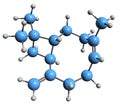 3D image of Caryophyllene skeletal formula Royalty Free Stock Photo