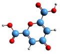 3D image of Chelidonic acid skeletal formula Royalty Free Stock Photo