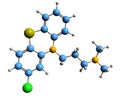3D image of Chlorpromazine skeletal formula