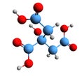 3D image of Citric acid skeletal formula