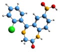 3D image of Clonazepam skeletal formula Royalty Free Stock Photo