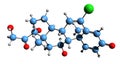 3D image of Cloprednol skeletal formula Royalty Free Stock Photo