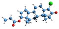 3D image of Clostebol propionate skeletal formula Royalty Free Stock Photo