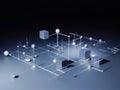 3D image of a computer generated network connected to network. Royalty Free Stock Photo