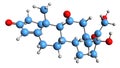 3D image of Cortisone skeletal formula Royalty Free Stock Photo