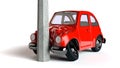 3D image of crashed red car