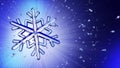 3d Image Of Crystal Snowflake Against Blue Background