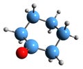 3D image of Cyclohexanone skeletal formula