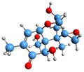 3D image of deoxynivalenol skeletal formula Royalty Free Stock Photo