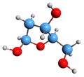 3D image of Deoxyribose skeletal formula Royalty Free Stock Photo