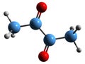 3D image of Diacetyl skeletal formula