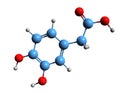 3D image of 3,4-Dihydroxyphenylacetic acid skeletal formula Royalty Free Stock Photo