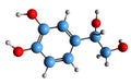 3D image of Dihydroxyphenylethylene glycol skeletal formula Royalty Free Stock Photo