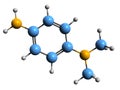 3D image of Dimethyl-4-phenylenediamine skeletal formula