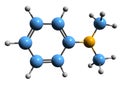 3D image of Dimethylaniline skeletal formula Royalty Free Stock Photo