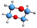 3D image of Dioxane skeletal formula