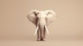 Minimalistic Ivory Elephant Walking On Tan Background