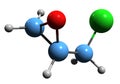 3D image of Epichlorohydrin skeletal formula