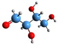 3D image of Erythrose skeletal formula