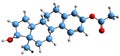 3D image of Estradiol 3-propionate skeletal formula Royalty Free Stock Photo