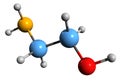 3D image of Ethanolamine skeletal formula