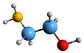 3D image of Ethanolamine skeletal formula