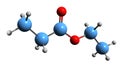 3D image of Ethyl propionate skeletal formula Royalty Free Stock Photo