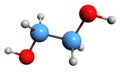 3D image of Ethylene glycol skeletal formula Royalty Free Stock Photo
