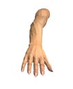 3D image of faceted human hands on white