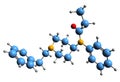 3D image of Fentanyl skeletal formula Royalty Free Stock Photo