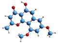 3D image of Flavasperone skeletal formula Royalty Free Stock Photo