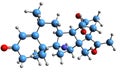 3D image of Fluoromedroxyprogesterone acetate skeletal formula Royalty Free Stock Photo