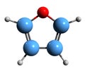 3D image of Furan skeletal formula