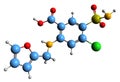 3D image of Furosemide skeletal formula Royalty Free Stock Photo