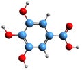 3D image of Gallic acid skeletal formula